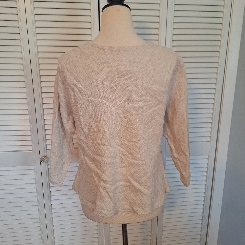 Match Point USA Khaki Linen Top Medium *5 - Picture 3 of 6